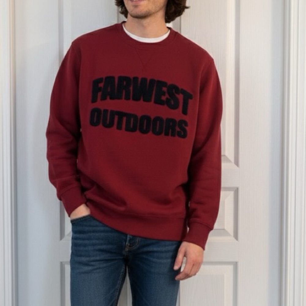 Far West Outdoors Dark Red Signature Crewneck Sweatshirt - Unisex Medium